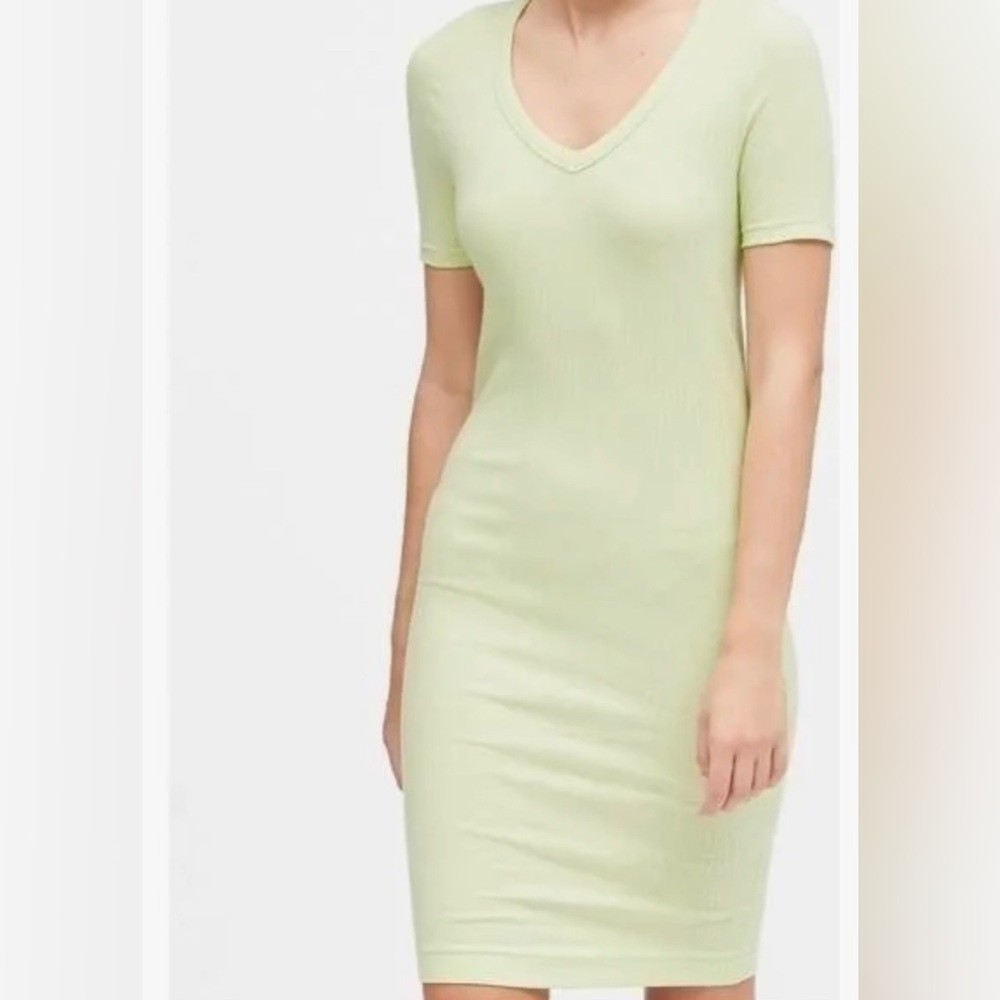 NWT-Banana Republic- Ribbed V-neck TShirt dress.  Lime green.  Size XS.